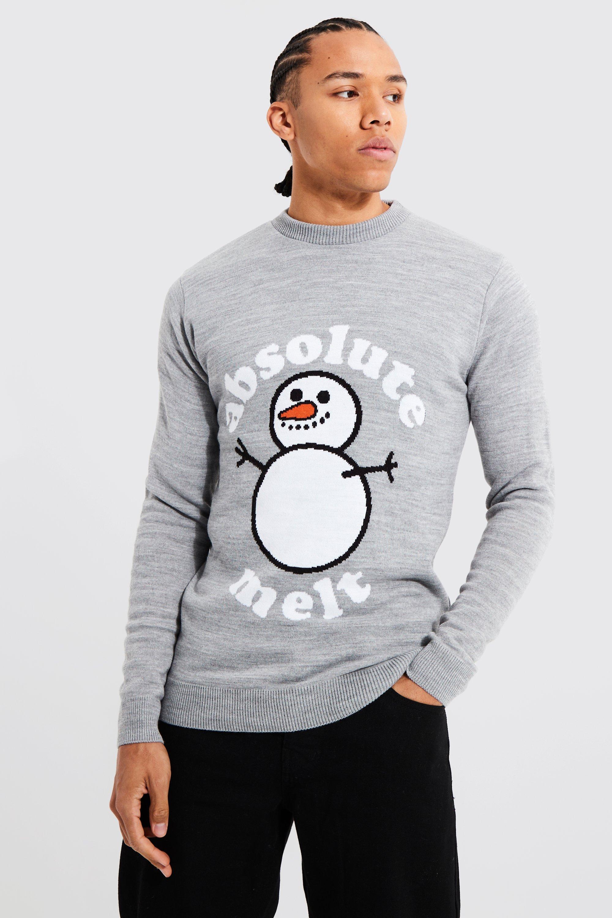 Mens Grey Tall Absolute Melt Christmas Jumper, Grey